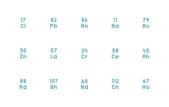 15 Icons for Periodic Table Element in Regular Line Format Glyph Icon Series vector