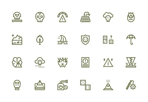 Risk Design Icons featuring 24 in Thick Line Line Style Well-Structured Icons for Creative Use vector