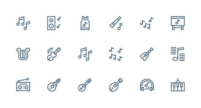 Tune Icon Set with 18 Strong Stroke Line Graphics Clean Icon Set Icon Pack for UI Projects vector