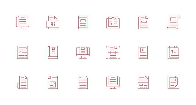 18 Minimal Line Style Icons from Pdf Collection Layout Icon Collection vector
