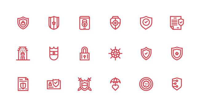 18 Icons for Safeguard in Strong Stroke Line Format Interface Icon Collection vector