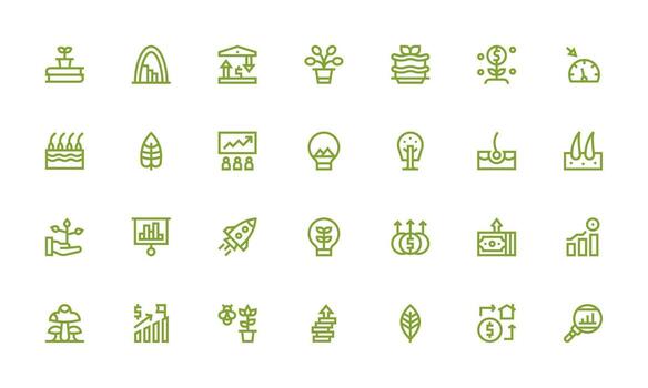 Bold Line Style Growth Icons with 28 Vectors Clear and Concise Icon Set Collection