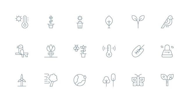 Minimal Line Style Environment Icons with 18 Vectors Lightweight Icon Series for Fast Prototypes