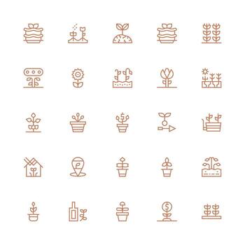 Medium Stroke Outline Icons from Seedling Set with 25 Vectors Organized Pack for Project Assets