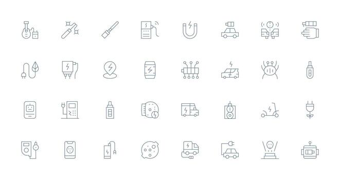 Thin Line Style Charging Icons with 32 Vectors Scalable Icons for Cross-Platform Interfaces
