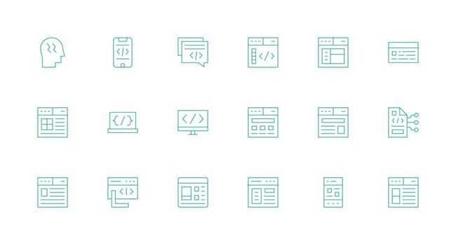 css presentando 18 íconos en mínimo línea diseño ui icono conjunto vector
