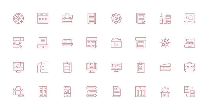 archivos icono colección con 32 Delgado línea diseños rápido acceso íconos para ui desarrollo vector