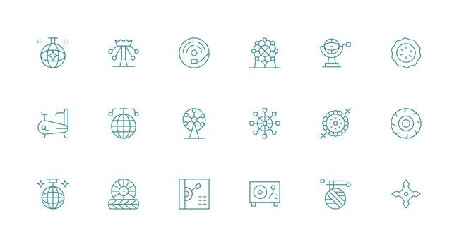 18 Minimal Line Style Icons from Spinning Collection Reusable Icon Set vector