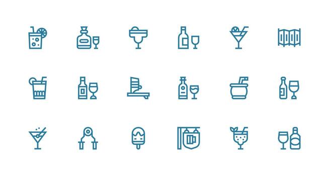 Strong Stroke Line Style Bar Icons with 18 Vectors Web and App Icon Pack Collection