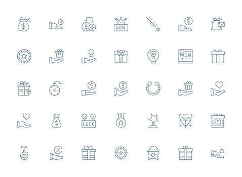 35 Light Line Icons for Reward Graphics Fully Editable Icon Set for Web vector