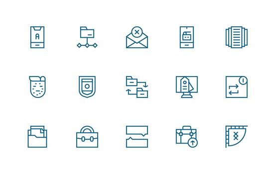 Folder Set with 15 Regular Line Icons Compact Icon Pack vector