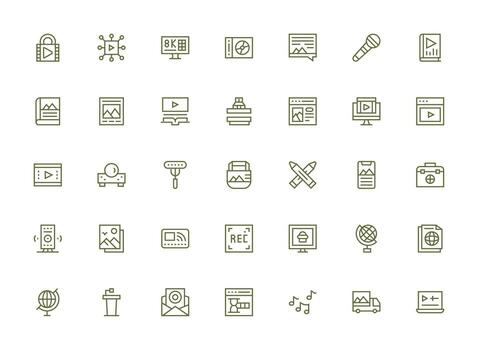 35 Regular Clean Line Vectors for Multimedia Theme Clean Icon Set Icon Pack for UI Projects