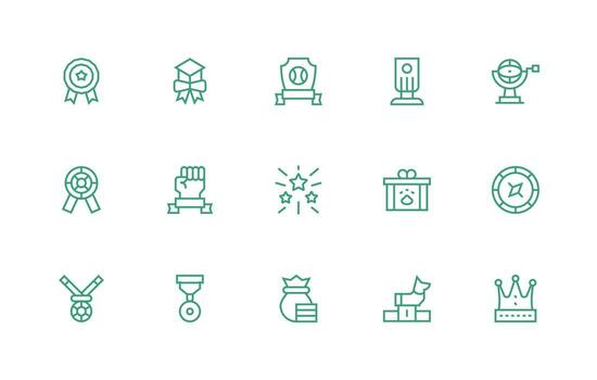 15 Regular Line Designs for Prize Icons UI-Ready Icon Collection vector