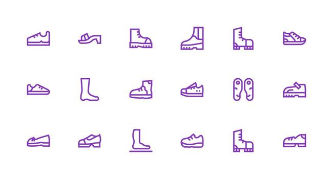 18 Icons for Sole in Strong Stroke Line Format Complete Icon Bundle for Web Design vector