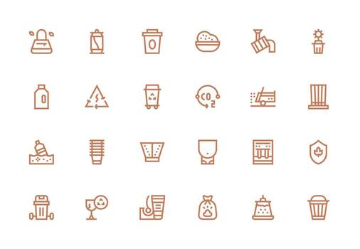 Recycling Icon Set with 24 Thick Line Line Graphics Neatly Designed Icons for Web Platforms vector