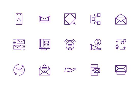 Receive featuring 15 Icons in Regular Line Design Icons Built for Visual Consistency Pack vector