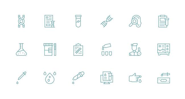 18 íconos para prueba en mínimo línea formato creativo icono conjunto vector