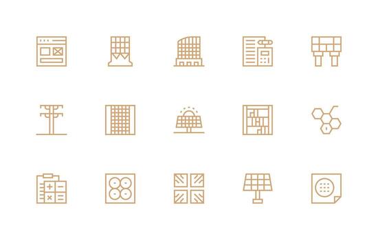 Regular Line Icons from Grid Set with 15 Vectors App Icon Pack