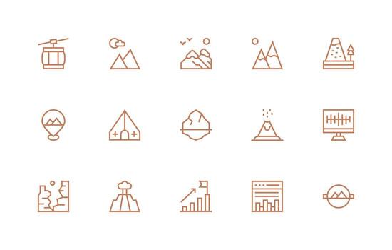 Peak featuring 15 Icons in Regular Line Design Multi-Purpose Icon Pack for Templates vector