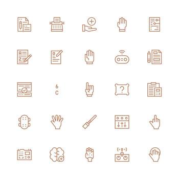 25 medio carrera contorno estilo íconos desde entrada colección completar icono conjunto para móvil aplicaciones vector