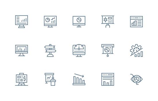 15 regular línea vectores para cartas tema ui y ux enfocado icono colección