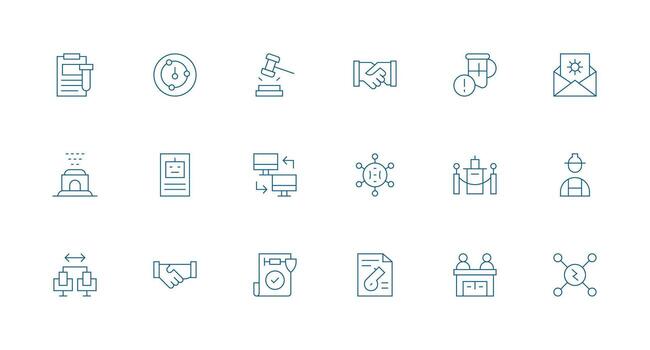 Protocol Icon Set with 18 Minimal Line Graphics UI and UX Focused Icon Collection vector