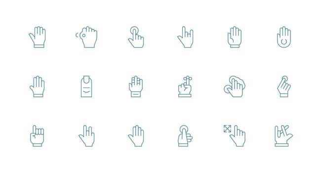 18 Icons for Touch in Minimal Line Format Icon Pack for Various Themes vector