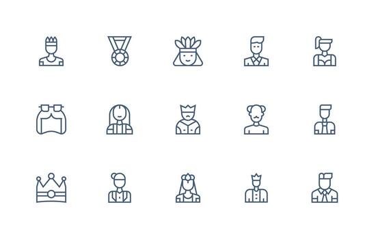 Leader featuring 15 Icons in Regular Line Design Neutral Style Icons for Any Project vector