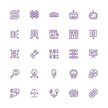 25 Icons for Circuit in Medium Stroke Outline Format Pixel Perfect Icon Set vector