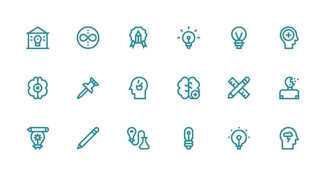 Concept featuring 18 Icons in Strong Stroke Line Design Organized Pack for Project Assets vector