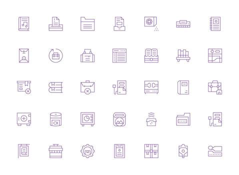 Light Line Icons from Archive Set with 35 Vectors Icon Pack for UI