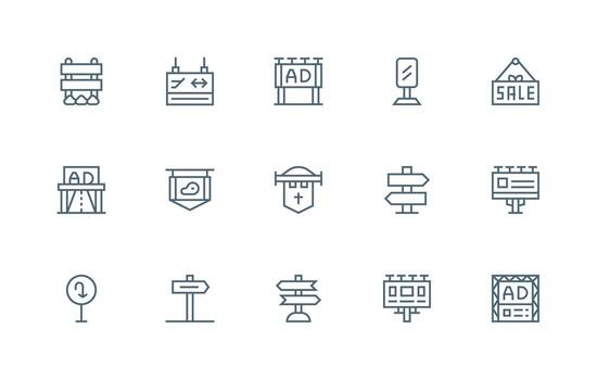 regular línea íconos desde señalización conjunto con 15 vectores icono conjunto para aplicaciones