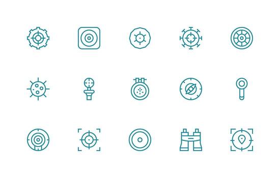 15 Icons for Scope in Regular Line Format Icon Set for Web vector