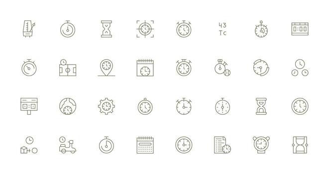 32 Delgado línea diseños para sincronización íconos interfaz íconos para diario utilizar vector