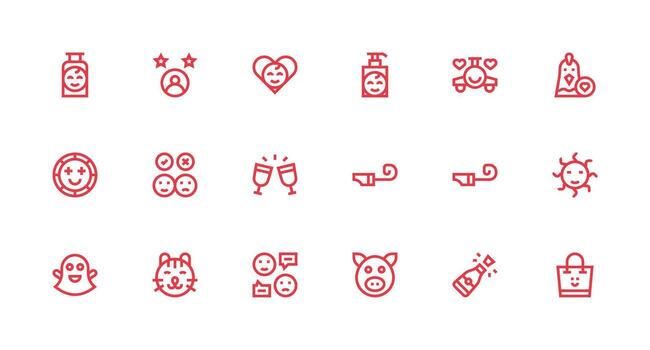 Strong Stroke Line Icons from Happy Set with 18 Vectors Neat Icon Set