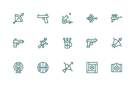 15 Regular Line Style Icons from Shooting Collection Organized Pack for Project Assets vector