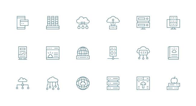 Minimal Line Icons from Hosting Set with 18 Vectors Line Icon Collection