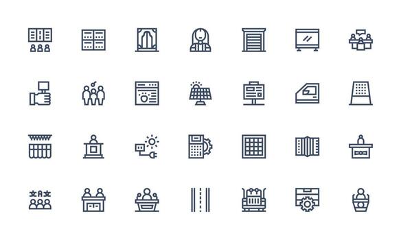 Bold Line Style Panel Icons with 28 Vectors Scalable Icons for Cross-Platform Interfaces