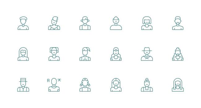 Minimal Line Style Avatar Icons with 18 Vectors Reliable Icons for All Interfaces