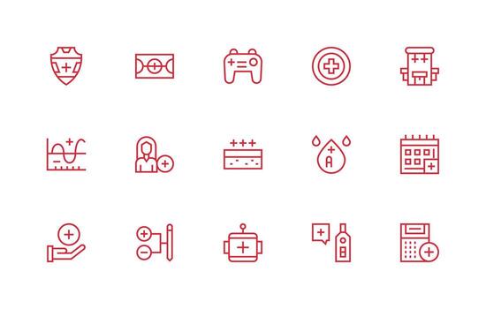 Plus featuring 15 Icons in Regular Line Design Organized Pack for Project Assets vector