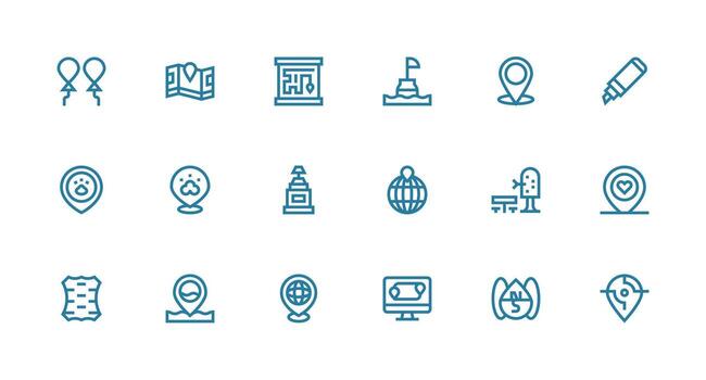 18 Icons for Marker in Strong Stroke Line Format Smart Icon Collection vector