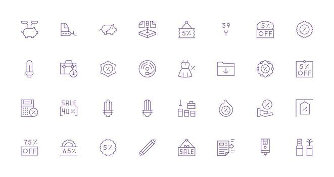 Saving Icon Set with 32 Thin Line Graphics Multi-Purpose Icon Set vector