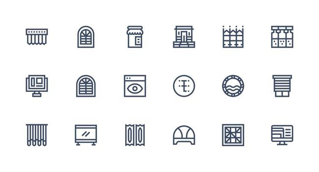 Window Set with 18 Strong Stroke Line Icons Complete Icon Set for Mobile Apps vector
