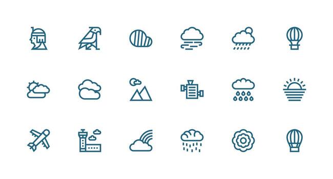 Sky Icon Collection with 18 Strong Stroke Line Designs Clean Icon Set Icon Pack for UI Projects vector