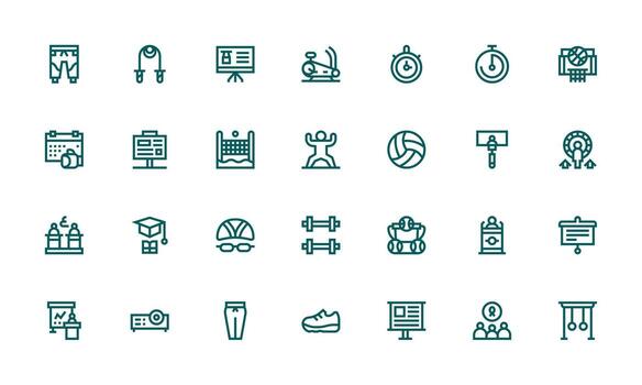28 negrita línea íconos para formación gráficos rápido acceso íconos para ui desarrollo vector