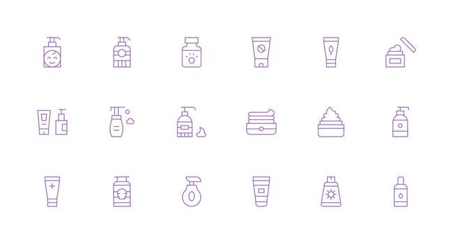 18 Icons for Lotion in Minimal Line Format Essential Icons for Rapid UI Building vector
