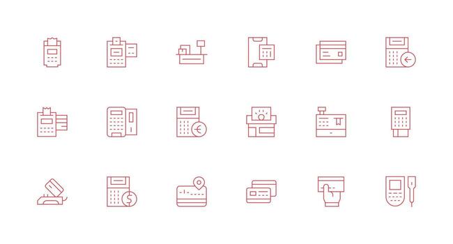 Pos Icon Collection with 18 Minimal Line Designs Complete Icon Bundle for Web Design vector