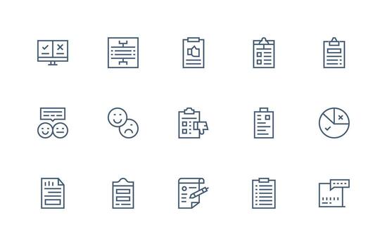 15 Regular Line Style Icons from Questionnaire Collection Essential Icons for Rapid UI Building vector