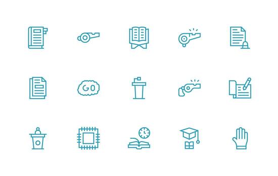 Instruction featuring 15 Icons in Regular Line Design Multi-Purpose Icon Pack for Templates vector