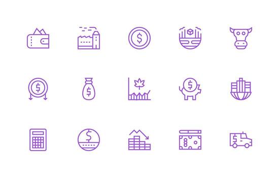 15 Regular Line Vectors for Economic Theme Fully Editable Icon Set for Web